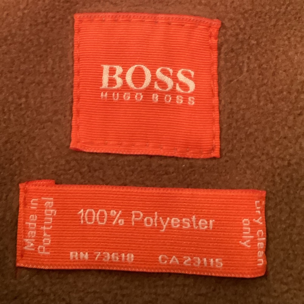 Men’s  tan Hugo Boss scarf with hood